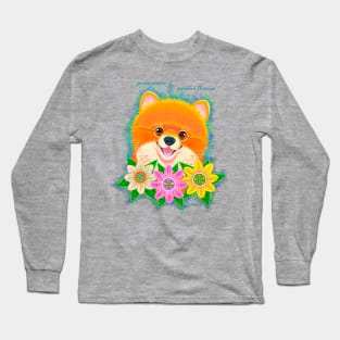 Pomeranian and Passion Flowers Long Sleeve T-Shirt